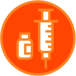 Icon of vial and shot to get vaccinated